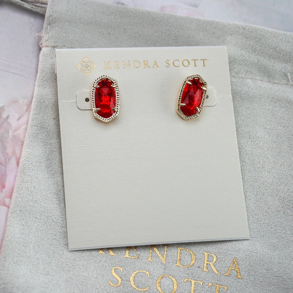 Kendra Scott Ellie Gold Stud Earrings in Berry (Brand New)